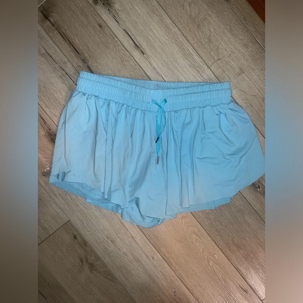 Light Blue Women's Athletic Shorts with Drawstring